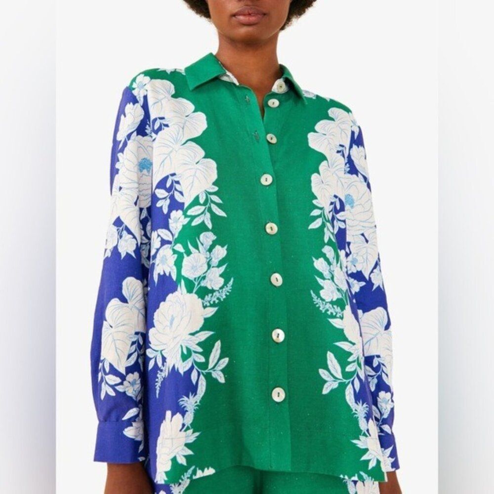 FarmRio Soft Garden Linen Blend Floral Shirt, NWT, Size XL - Picture 11 of 16